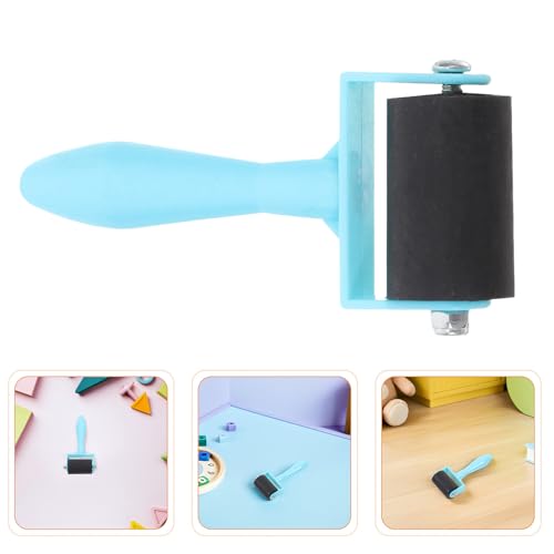 SUPVOX 7pcs ’s Printmaking Ink Roller Set, 3.5cm Blue Handle Rubber Brayers for DIY Printing, Soft and Hard Rubber Rollers for Block Printing and Stamping Crafts