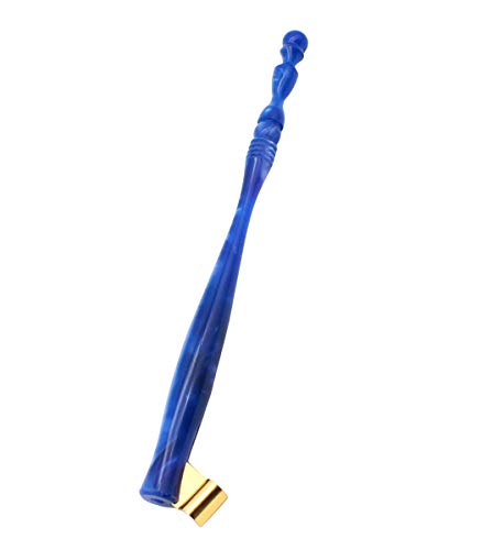 XIAOYU Calligraphy Oblique Nib Pen Holder, English Calligraphy Pen Nib Holder, Resin Dip Pen Handle Nib Holder with 5 Flat Nibs, Blue - color: Blue