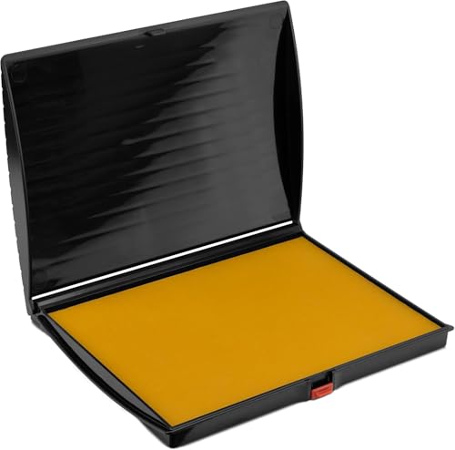 Large Premium Dark Yellow Ink Stamp Pad - 5" by 7" - Quality Felt Pad - Case with Closing snap - color: Dark Yellow, size: 5" x 7"