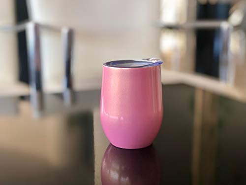 CHILLOUT LIFE 12 oz Stainless Steel Tumbler with Lid & Gift Box - Wine Tumbler Double Wall Vacuum Insulated Travel Tumbler Cup for Coffee, Wine, Cocktails, Ice Cream - PINK SPARKLE - color: Pink Sparkle, style: 1 Pack