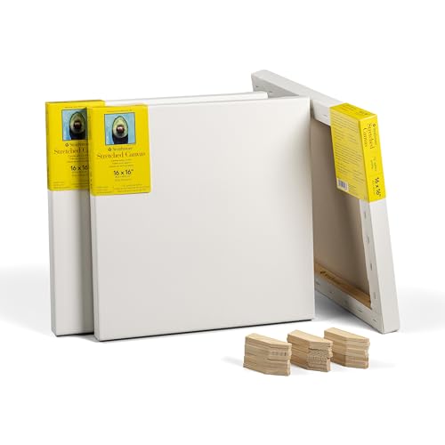 Strathmore 300 Series Gallery Stretched Canvas Pack, 16x16 inch, 3 Pack, Art Canvas for Students Professionals - size: 16x16 inch, style: Gallery Profile