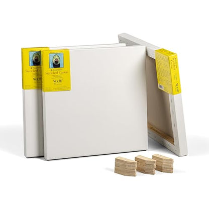 Strathmore 300 Series Gallery Stretched Canvas Pack, 16x16 inch, 3 Pack, Art Canvas for Students Professionals - size: 16x16 inch, style: Gallery Profile