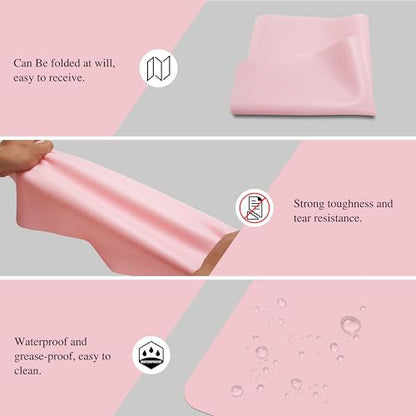 Silicone Placemats, 2Pcs 15.7"x 11.8"x 0.03" Pink Silicone Table Mat, Silicone Mats for Baking, Jewelry, Kitchen Counter - color: Pink, size: 15.7"x 11.8"