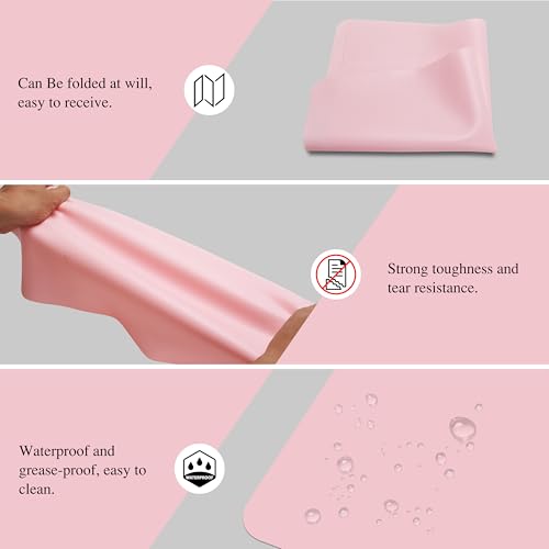 Silicone Craft Mats, YACEYACE 2Pcs 24"x 16" Large Silicone Mat, Pink Silicone Craft Mats for Paiting, Jewelry,Heat Resistant, Kitchen Counter - color: Pink, size: 24"x 16"