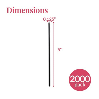 Prestee Plastic Coffee Stirrers, 2000ct, 5" - Plastic Straws, Drinks and Coffee Stir Sticks, Cocktail Swizzle Sticks, Disposable Stir Stick, Drinking Straws for Cocktails (Black) - color: Black, size: 2000 Pack (5'')