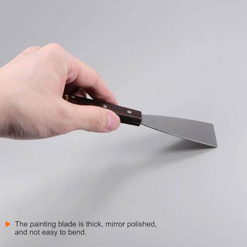 HARFINGTON 2pcs No.6211 Painting Palette Knives Stainless Steel Flat Large Spatula Pallet Knife Metal Scraper with Wood Handle for Oil Acrylic Paint Canvas Color Mixing Spreading