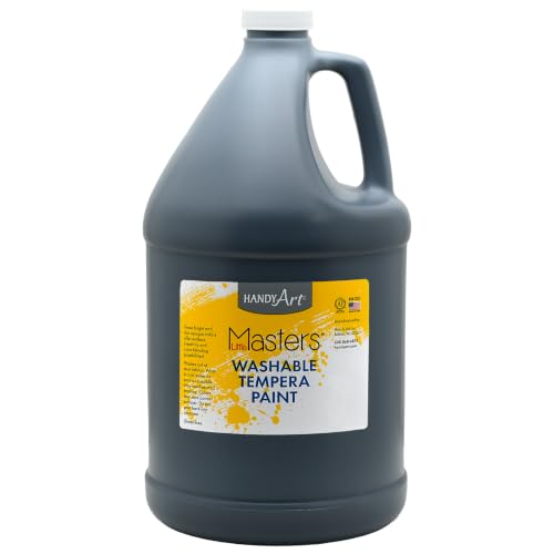 Handy Art Little Masters Washable Tempera Paint, Black, Gallon 128 oz | Bright & Mixable, High Opacity, Washable Colors for Classroom, Students, Kids, Young Artists, Safe & Non-Toxic, Made in USA - color: Black, size: 128 Fl Oz