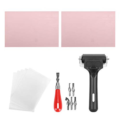Rubber Stamp Making Kit, Block Printing Kit with Cutter Tools Rubber Carving Blocks Linoleum Cutter Set for Stamp Carving Craft