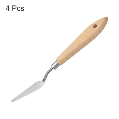 HARFINGTON 4pcs 7# Painting Palette Knife Pointy Stainless Steel Art Spatula Painting Pallet Knives Scrapers Tools with Plastic Handle for Acrylic Oil Canvas Mixing Spreading - size: 55mm x 15.5mm