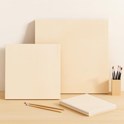 Wooden Art Panels for DIY Painting - Mother's Day Gifts, Christmas Crafts & Home Décor | 6x6 Inch Canvas Wood Boards, Unfinished Wooden Canvas for Adults(6-Pack) - size: 6*6-6