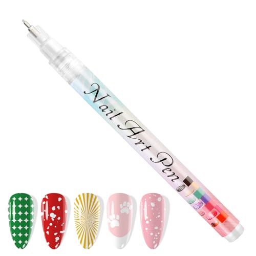1 PCS White Nail Art Polish Pens, Kalolary 0.5mm Nail Art Markers Nail Point Graffiti Dotting Pen Drawing Painting Liner Brush for DIY Nail Art Beauty Adorn Manicure Tools - color: 0.5mm White