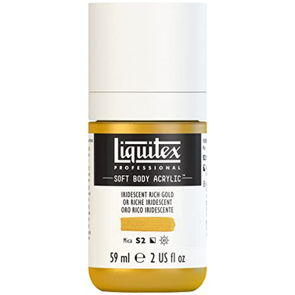 Liquitex Professional Soft Body Acrylic Paint, 59ml (2-oz) Bottle, Iridescent Rich Gold - color: Iridescent Rich Gold, style: 2-oz Bottle