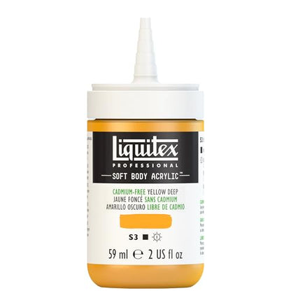 Liquitex Professional Soft Body Acrylic Paint, 59ml (2-oz) Bottle, Cadmium-Free Yellow Deep - color: Cadmium-free Yellow Deep, style: 2-oz Bottle