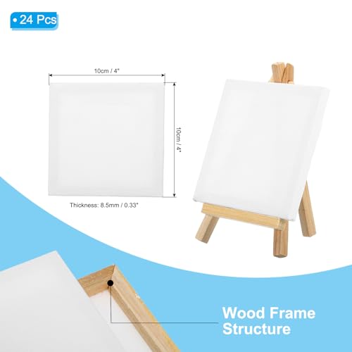 PATIKIL 4x4 Canvas Boards for Painting, 24Pack Cotton Wood Frame Square Triple Primed Stretched Blank Canvas Panel for Acrylic, Oil, Tempera Paint,White - size: 4x4"