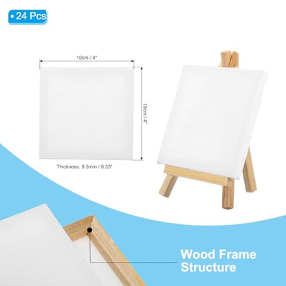 PATIKIL 4x4 Canvas Boards for Painting, 24Pack Cotton Wood Frame Square Triple Primed Stretched Blank Canvas Panel for Acrylic, Oil, Tempera Paint,White - size: 4x4"