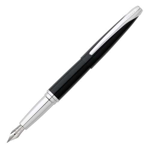 Cross ATX Basalt Black Stainless Steel Extra Fine Nib Fountain Pen - Refillable Pen for Smooth Writing - Black Ink - Comfortable Grip - Long-Lasting - Professional Office Supplies - color: Black, style: Extra Fine Nib