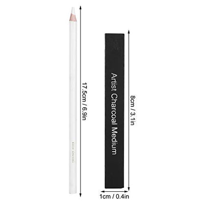 White Charcoal Pencils, Professional Drawing Pencil Set Wooden Sketching Supplies Drawing Graphite Accessories for Beginners and Artists