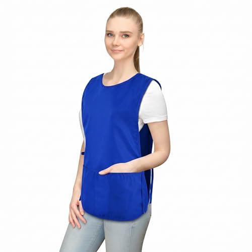 TFTAFAN Cobbler Apron Unisex Waterproof Apron with 2 Deep Pockets Art Smock for Painting Cleaning Artiest Apron work kitchen - color: Royal Blue