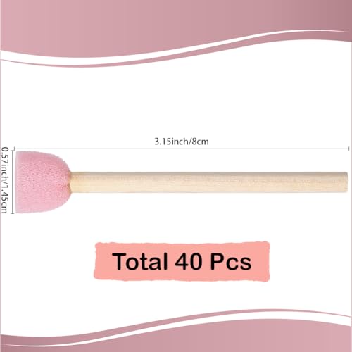 40Pcs 0.6 Inch Round Foam Sponge Brushes Foam Stencil Brush Set with Wooden Handle Small Circle Sponges Pink Stenciling Decorating Tools Paint Daubers for Painting Staining DIY Crafts Adult - style: Style 1