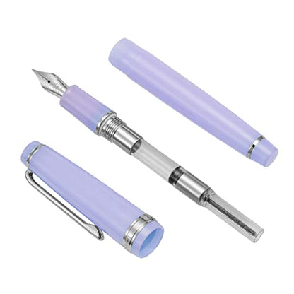 Jinhao 82 Acrylic Fountain Pen, Iridium Bent Nib with Ink Converter, Transparent Purple Classic Design Calligraphy Pen (Silver Trim) - color: Purple Clear (Silver Trim), style: Bent (0.5-1.0 mm)