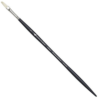 Winsor & Newton Artists' Oil Hog Paint Brush, Long Handle Size 3, Filbert - size: #3, style: Filbert