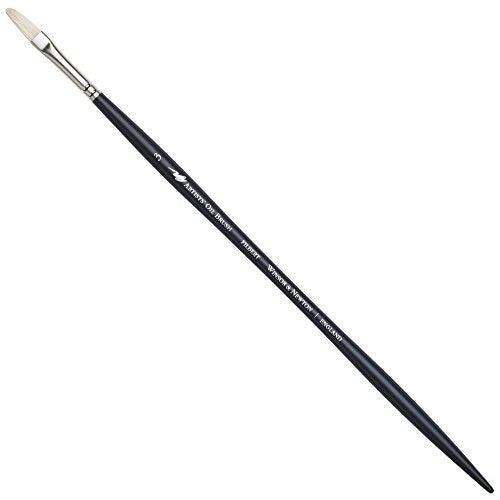 Winsor & Newton Artists' Oil Hog Paint Brush, Long Handle Size 3, Filbert - size: #3, style: Filbert