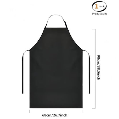 Black water proof apron, extra long adjustable rubber laboratory aprons, used for dishwashing, cooking, gardening - size: 43 inches x 26.7 inches