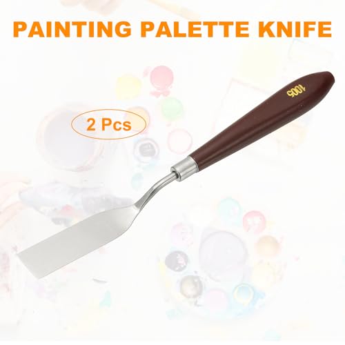 HARFINGTON 2pcs Palette Knife Painting Tool 2.72" x 0.7" Stainless Steel Art Spatula Pallet Knives Scrapers Tools with Plastic Handle for Acrylic Oil Canvas Mixing Spreading, Red/Silver - size: 2.72" x 0.7"