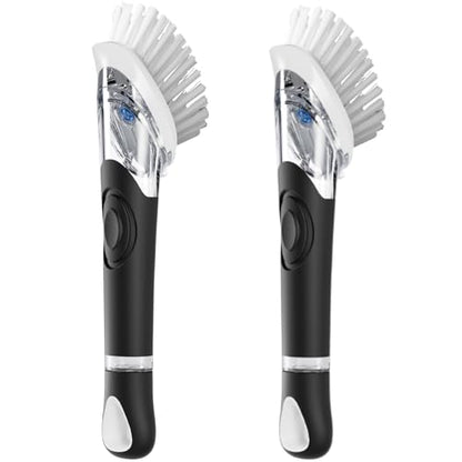 2 Pack Soap Dispensing Dish Brush, Dish Scrub Brush with Soap Dispenser, Dish Soap Brush for Dishes, Pans, Sink, Pots - size: 2 Pack