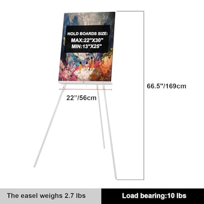 Falling in Art 65" A-Frame Tripod Easel Stand, Wooden Display Easel with Adjustable Canvas Holder, Floor Easel for Wedding Signs, Posters, Paintings, Artwork(White) 1 Pack - color: White-1 Pack