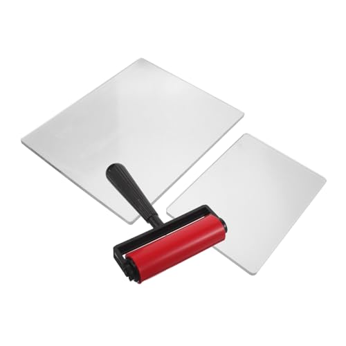 KALLORY Reusable, Distribution Paint Ink Integrated for Brush Even Gel Printing Plate Set with Hand and Roller Plastic and Gel Material for Printmaking Projects and Studios