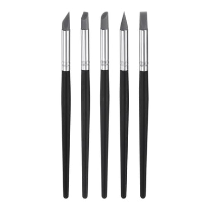 HARFINGTON 5pcs Clay Sculpting Tool, 5 Size Clay Sculpting Shaper Rubber Tip Shaping Pen Silicone Brushes Shaping Carving Tool for Ceramic Sculpture Polymer Clay, Gray