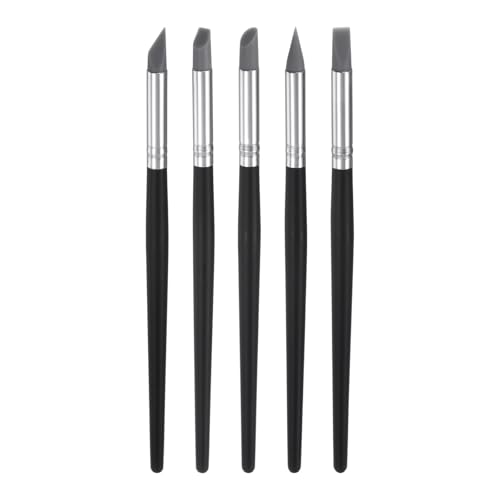 HARFINGTON 5pcs Clay Sculpting Tool, 5 Size Clay Sculpting Shaper Rubber Tip Shaping Pen Silicone Brushes Shaping Carving Tool for Ceramic Sculpture Polymer Clay, Gray