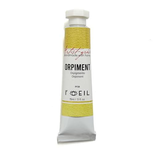 L'oeil (Genuine Minerals) Professional Artist Grade Extra Fine Handmade Watercolor 15ml Paint Tube, 0.5 Fl Oz, Natural Granulation, Rich Colour Luminosity, Lightfast Non-fading, Archival Quality (Orpiment) - color: Orpiment