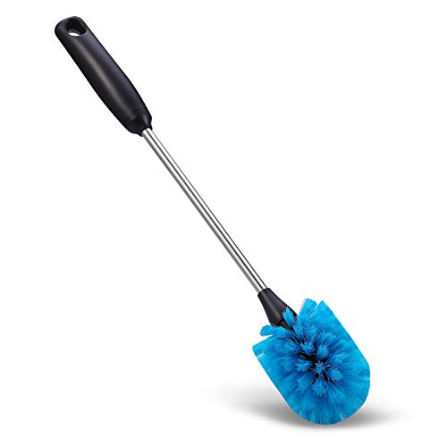 MOSOLAN Stainless Steel Bottle Brush with Replaceable Head, 2 Pack Long Handle Scrubbing Brush for Water Bottles, Glasswares, Mugs, Flasks, Tumblers, Vases, and Kitchen Sink, Blue, 13 in - 15 in - color: Blue, size: 13-15 Inch (Pack of 2)