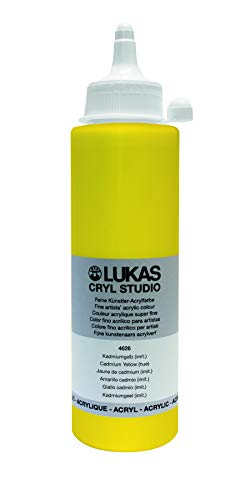 Lukas CRYL Studio Artist Acrylic Paint, Cadmium Yellow Hue, 250 ml Bottle - High Pigment Acrylic Paints for Canvas Painting, Large Scale Works - Medium-Viscosity, Water-Mixable, Fast Drying