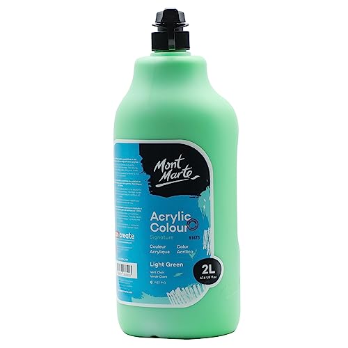 Mont Marte Discovery School Acrylic, Mid Green, 1/2 Gallon (2 Liter). Ideal for Students and Artists. Excellent Coverage and Fast Drying. Pump Lid Included. - color: Mid Green