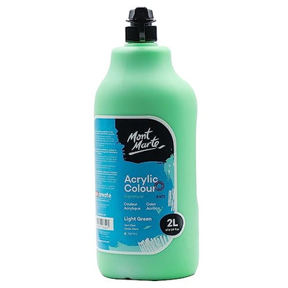 Mont Marte Discovery School Acrylic, Mid Green, 1/2 Gallon (2 Liter). Ideal for Students and Artists. Excellent Coverage and Fast Drying. Pump Lid Included. - color: Mid Green