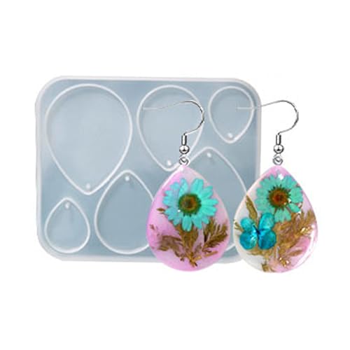 1PC Teardrop Pendant Silicone Molds Resin Epoxy Casting Molds for Earring Necklace Keychain Charms Pendants Jewelry Making DIY Gem Cabochon Craft Supplies White 109x90x5.5mm - color: White-10