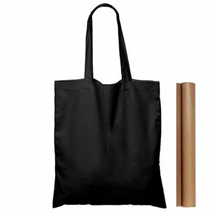 NPBAG 15 Pack 15'' X 16'' Black Cotton Tote Bags, Lightweight Blank Bulk Cloth bags with 1pc of PTFE Teflon Sheet - color: Black, size: Medium