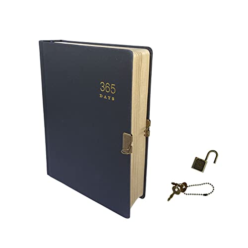 Blank Journal Notebook With Lock And Keys For Women, Men, Writing | 365 Pages, 150GSM Kraft Paper, A5 Size ( 8.5x5.9Inch ), Black Hardcover, Vintage Locks Diary For Sketch, Planner Organizer