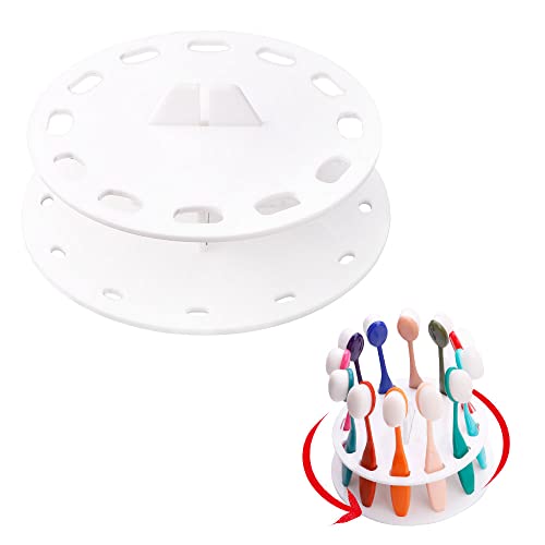 Yoseng 12-Hole Rotating Brush Holder for Ink Blending Brushes, White | Smooth 360° Rotation Keeps All Blending Brushes Within Reach,Easy Snap-together Assembly,Fits Yoseng Oval Ink Blenders