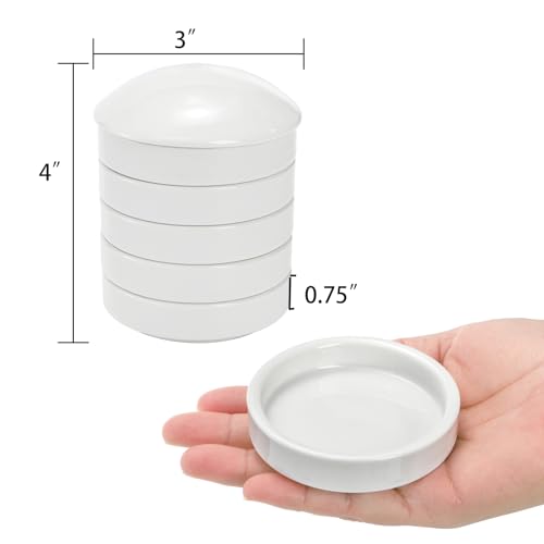 Jucoan 2 Pack Ceramic Watercolor Palette, 5 Layers Stackable Watercolor Mixing Trays Set, Round Porcelain Artist Paint Palette Bowl Dish with Lid for Gouache Pigment Chinese Ink Mixing