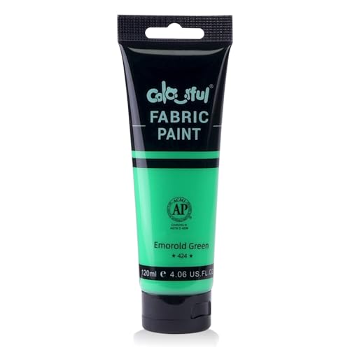 Colorful Permanent Fabric Paint for Furniture, 4 oz (120 ml) Fabric Paint for Clothes, Soft Rich Pigment Non-Toxic Textile Paint for Fabric DIY Crafts T-shirts Shoes Jeans DIY for Adult - color: Emorold Green, size: 4 Fl Oz (Pack of 1)