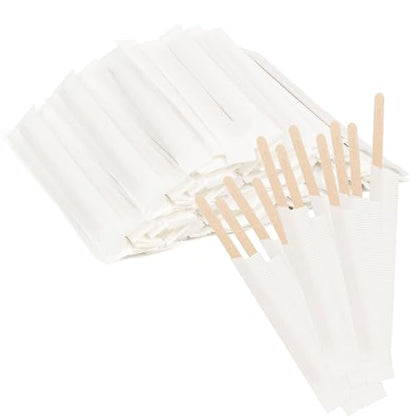 ANTETOK 100Pcs Wooden Coffee Stirrers Paper Wrapped 4.3Inch,Individually Wrapped Disposable Coffee Stir Sticks for Coffee,Tea,Cocktail and Hot Chocolate - size: 4.3Inch-100pcs(Wrapped)