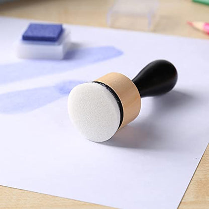 Ink Paints Mixing Blending Tool Mini Round Foam Refills, for Scrapbooking Craft, Control of Ink Placement, No More Inky Fingers Ink Blending Tool with Spare Pads for Rubber Stamping & Scrapbooking - color: 1 Handle+12 Foam Refills