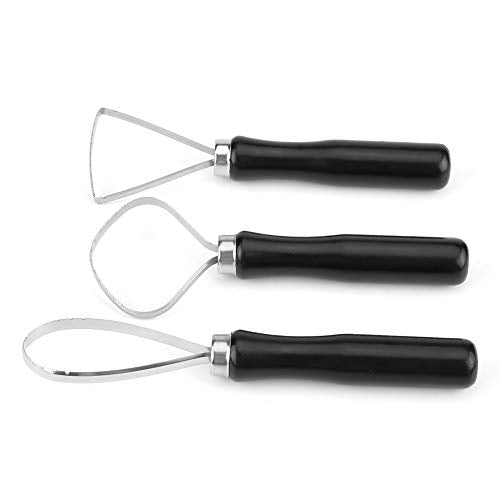 3pcs Pottery Clay Sculpting Tools Big Ceramic Loop Tool with Steel Flat Wire