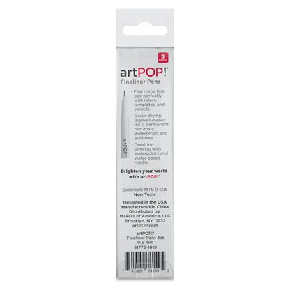 artPOP! Fineliner Pens, Waterproof Pigment Ink, Set of 3, Size 0.5, Perfect for Drawing, Sketching, Writing
