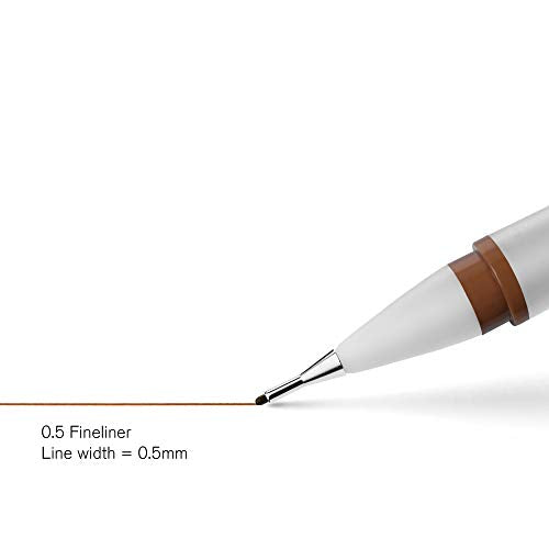 Winsor & Newton Fineliner Fine Point Pen, 0.5mm Tip, Sepia (Pack of 2) - size: 1 Count (Pack of 2), style: 0.5 mm Tip