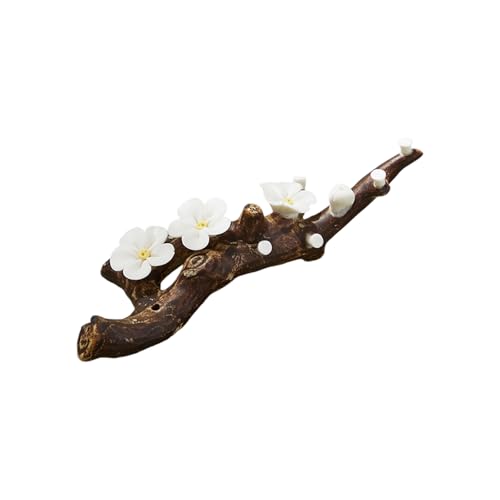 Ceramic Brush Holder Flower Brush Pen Rest Paperweight for Handwritting Practice Inks Painting - color: White Plum Blossom Pen Holder, size: 16*9*4CM